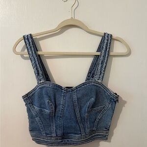 7 For All Mankind Denim Corset Crop Top